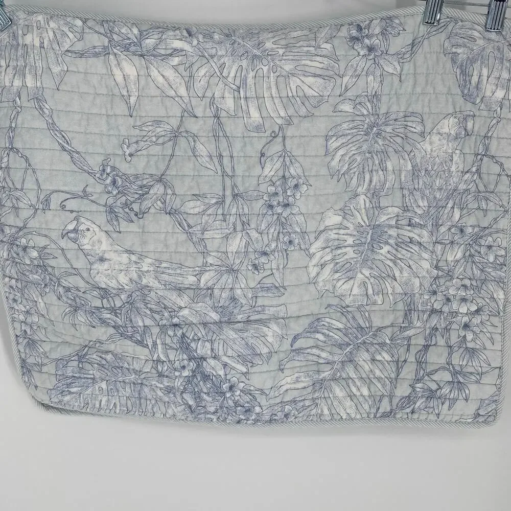 Tommy‎ Bahama Pillow Shams Standard Blue & White Tropical Birds Quilted Coastal